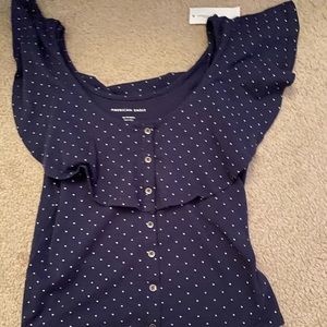 American Eagle ruled dark blue tank top